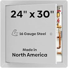 BEST BA-AHD 24" x 30" Metal Access Panel with Concealed Pin Hinge, LEED Compliant 16-Gauge Steel Access Door for Non-Rated Drywall/Ceilings, White Drywall Panel with Rounded Corners, Screwdriver Latch