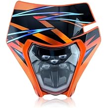 Dirt Bike Headlight Dirtbike LED Headlights Kit Motorcycle Head Lamp Light Kit Universal for Most Dirt Pit Enduro Bike Motorcycle Headlamp Frontlight for ATV Quad (Orange Sticker)