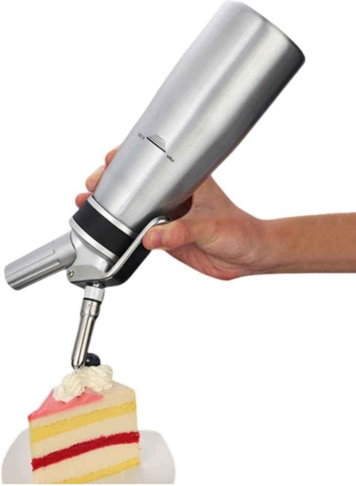 1000ml High Capacity Aluminum Alloy Cream Dispenser for Cream Siphon Cake Decorating Whipped Cream, Mousse and Dessert Making Professional and Home Use 500ML,304 Stainless Steel