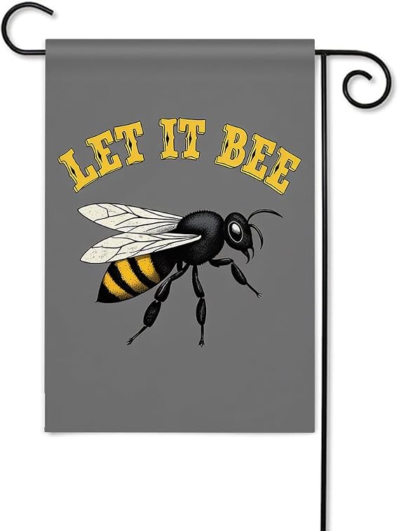 Moslion Bee Garden Flag Vintage Animal Bug With Wings Black White Stripes Word Let It Bee Flags Double-Sided Banner Welcome Yard Flag Outdoor Home Decor. Lawn Villa 12x18 Inch Brown