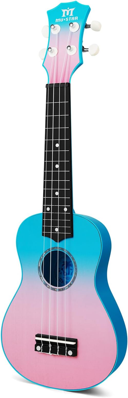 MUSTAR Soprano Ukulele, 21 Inch Basswood Ukulele for Beginners | Starter Kit, Ukuleles Kit With Gig Bag, Strap, Picks, Cloth, Sticker,Ukulele Gift for Adults Teenagers