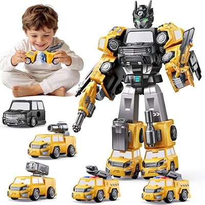 Gifts for 3 4 5 Year Old Boys, Toys for 3 4 5 Year Old Boys, 5-in-1 Transform Robot Toys for Boys 4-6, Easy DIY Assembly, 3 4 Year Old boy Birthday Gifts, Ideals Toys for Boys, Kids Toys