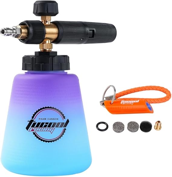 Foam Cannon with 1/4 inch Quick Connector, Pressure Washer Snow Foam Lance for Karcher K1700 K1800 K1900 (1/4" Quick Connect Blue to Purple)
