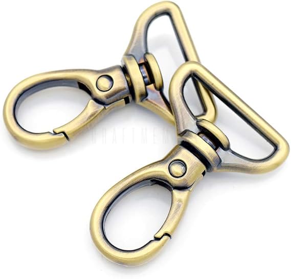 CRAFTMEMORE 2pcs Oval Snap Hooks Heavy Duty Metal Push Gate Swivel Lobster Clasp Keychain Clip Purse Making Accessories SC09 (1 Inch, Brushed Brass)
