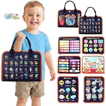 Teefrye Toddler Busy Board Montessori Toys for Boy 1-3 Year Old, Activity Book Educational for Learning Fine Motor Skills, Travel Toys for Airplane Car, Birthday Gifts for Boys Toddlers