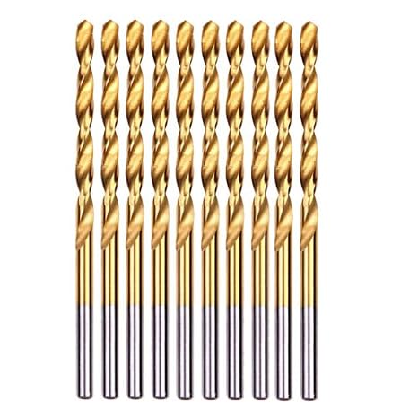 10PCS, 5/16", Titanium Coated Twist Drill Bits