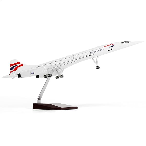 1/125 Large Scale Concorde British Airways Airplane Model Kit | with Stand Concorde Display Airplane Model for Adult Display Collection or Aviation Enthusiasts Gift (19.6-Inch L)