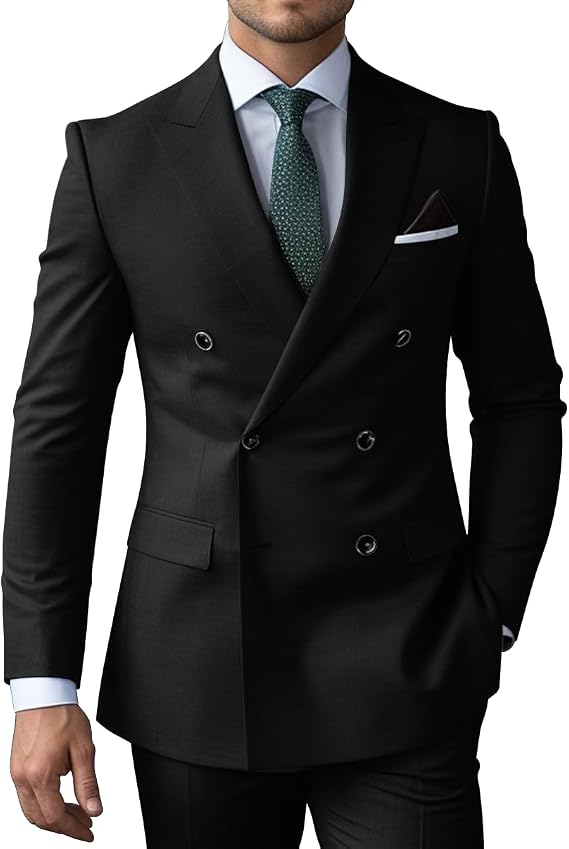 Mens Double Breasted Suits Mens 3 Piece Slim Fit Suit for Men Business Wedding Tuxedo Solid Blazer Vest Pants