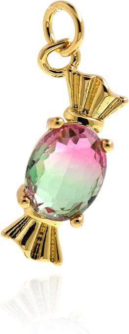 Crystal Sweet Candy Charm,18k Gold Filled Candy Pendant,Personalized Jewelry Making Supplies 20x7mm 10Pcs
