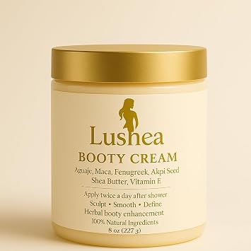 Lushea Booty Enhancement Cream Curve & Buttocks Growth Formula for Women Natural BBL Hip & Butt Lifting Cream with Aguaje, Maca, Fenugreek 8 oz