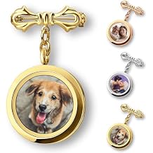 Anavia Personalized Photo Wedding Bouquet Charm, Double Sided Round Glass Photo Locket Pendant Pin Brooch, Handmade Memorial Picture Frame Bridal Shower Gift For Bride & Groom