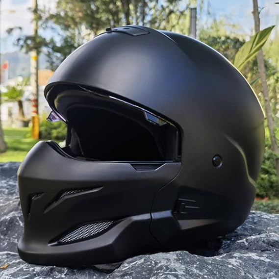 German Style Motorcycle Helmet Open Face Motorcycle Helmet Skull Cap Adult Men Women Half Full Face Helmet DOT Approved Detachable Full Helmet for Adult Men Women