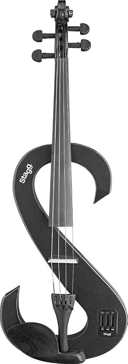 Stagg EVA 4/4-BK Silent Viola Set with Case - Black | Quiet practice tone through an amp, travel-ready outfit for lessons and gigs, alto voice for orchestra students