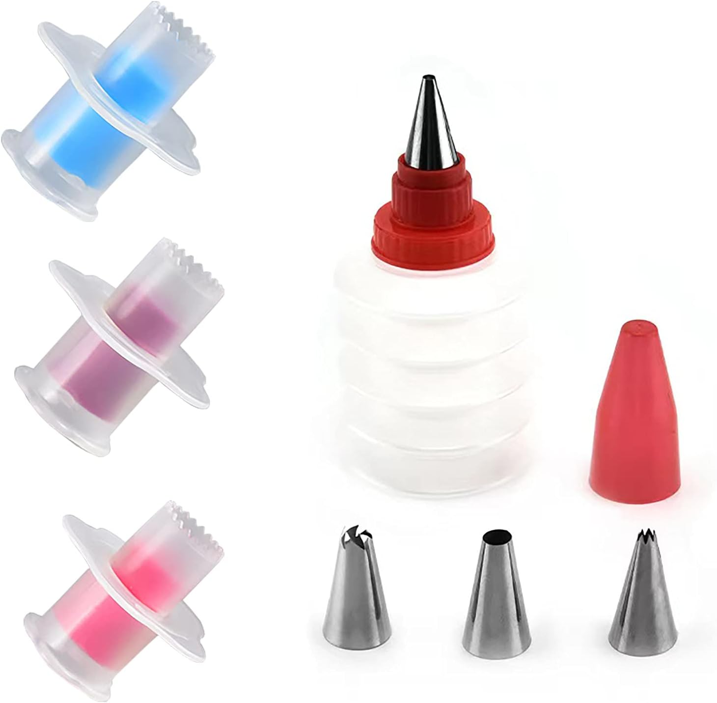 3Pcs Plastic Cake Core Remover Cupcake Plunger Cutter Pastry Corer and Cupcake InjectorDecorating Icing 3Pcs Set Stainless Steel Nozzle Set DIY Cake Decorating Tool
