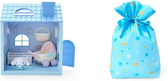 Sanrio 563994 Cinnamoroll Doll House + Sanrio Wrapping Bag, Ribbon Bag, Blue, Star Set