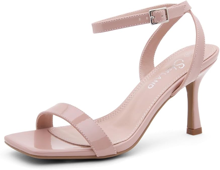 Shoe Land Womens High Heel Sandals | Strappy Slingback Heels with Square Open Toe | Ankle Strap Dressy Stilettos for Wedding, Party & Evening Events 2025