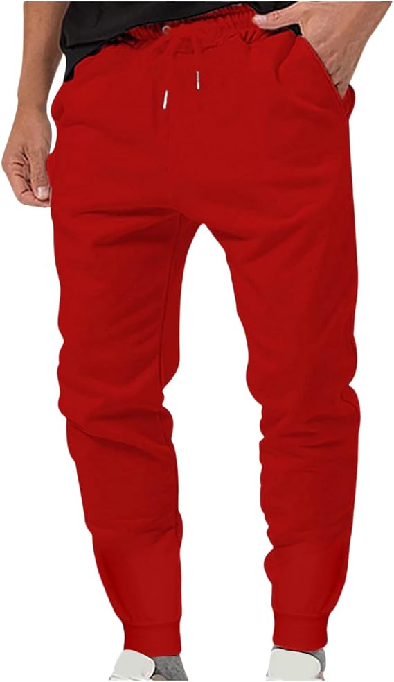 evzosrz Mens Jogger Pants Casual Tapered Workout Gym Sweatpants Athletic Drawstring Elastic Waist Trousers with Pockets
