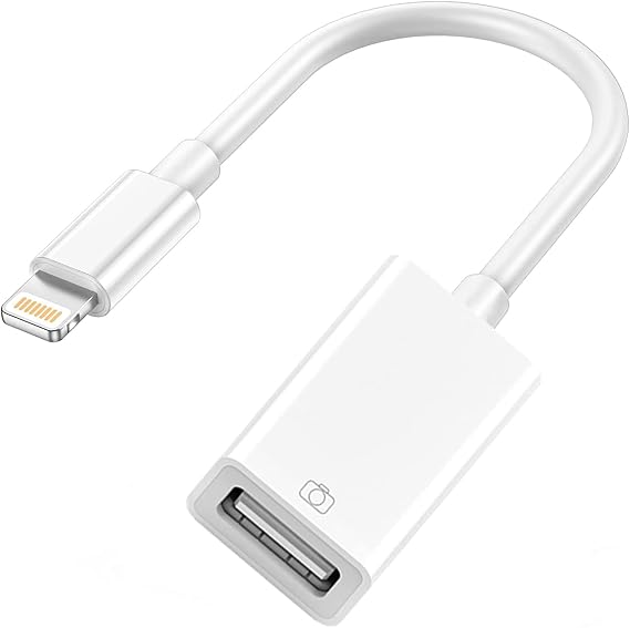 Lightning to USB Camera Adapter, USB 3.0 OTG Cable Adapter for iPhone 14 13 12 11 XS XR X SE 8 7 6 5 iPad/iPod to Connect Card Reader, U Disk, Keyboard, Mouse, Piano, USB Flash Drive