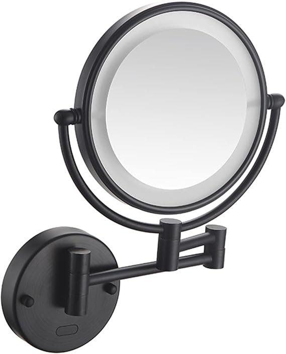 Smart Sensor LED Makeup Mirror with Lights and 10X Magnification, Double Sided Wall Mounted Swivel Extendable Vanity Mirror,Rose Gold,Hardwired(Black,Plug in)