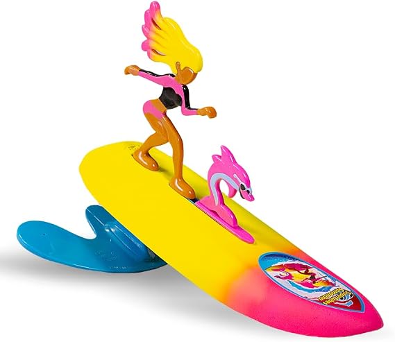 Surfer Dudes Legends & Surfer Pets Wave Powered Mini-Surfer, Pet and Surfboard Beach Toy - Supertubes Samantha and Swell