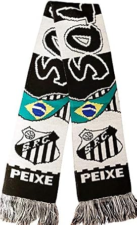 Premiership Santos FC Scarf | Black & White Acrylic Knit Soccer Fan Scarf