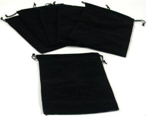 FindingKing 6 Pouches Black Velvet Drawstring Jewelry Bags 5"
