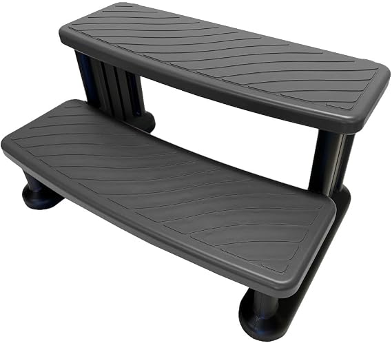 Puri Tech Universal Spa & Hot Tub Outdoor Steps No Slip Grip Support - Light Grey