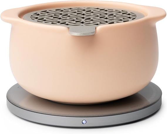 Jun Self-Heating Diffuser Set | 5 fl oz / 150 mL Smart Ceramic Essential Oil Diffuser with Heating Pad (Rosy Apricot)
