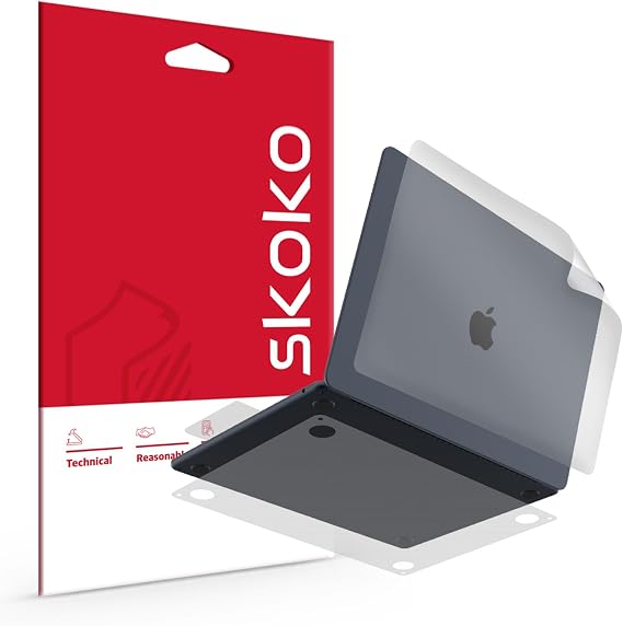 skoko Invisible Matte Full Body Skin for MacBook Air 13 inch M5 M4 M3 M2 2026-2022, Premium TPU Anti Scratch Protective Film