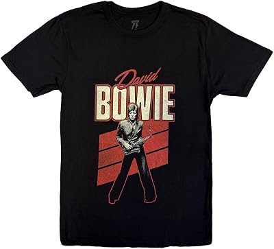 David Bowie T Shirt Red Sax Retro Logo Official Mens Black