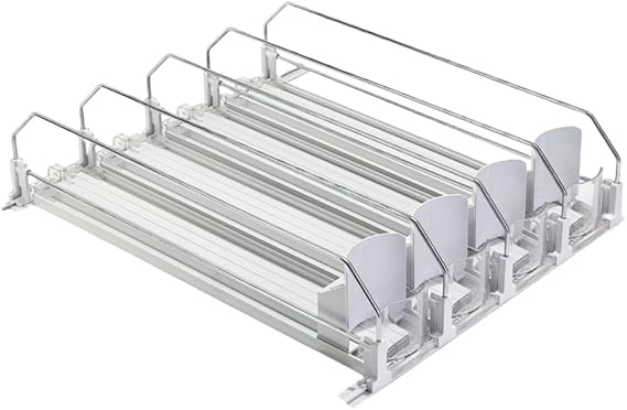 Automatic Beverage Pusher, Can Beverage Dispenser, Refrigerator Storage Rack, Can Storage Rack, Adjustable Width, Soda Storage, Removable, Multiple Sizes, Free Combination White, 310mm 5 Rows