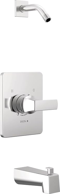 Delta Faucet Velum 14 Series Single-Function Chrome Tub and Shower Faucet Set, Valve Trim Kit, Shower Handle, Delta Shower Trim Kit, Shower Set, Chrome T14437-LHD (Shower Head and Valve Not Included)