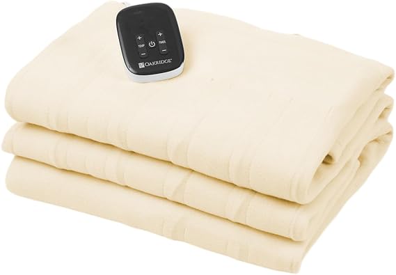 OakRidge Digital Comfort Fleece Heated Full Blanket - Natural, 100% | Polyester, Machine Washable, OEKO-TEX Certified, Perfect for Warm Nights, Controlled Heat Settings