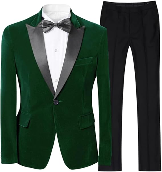 Cloudstyle Mens 2-Piece Suit Peaked Lapel Slim Fit Tuxedo Set 1 Button | Matching jacket and pants with peaked lapel styling for prom weddings dinner parties ceremonies and formal evening events