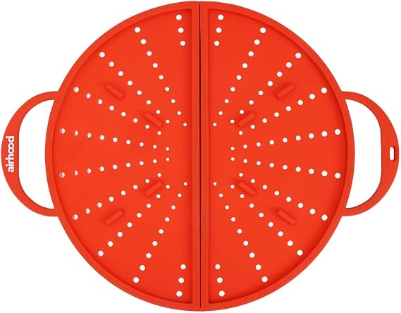 AirHood Silicone Splatter Screen, 2-in-1 Trivet & Splatter Screen, Orange