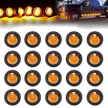 FXC 3/4" Round LED Clearance Indicator Lights Side Front Rear Marker Lights Bullet Running Turn Tail Lights 12V for Pickup Trailer Truck Car Bus RV ATV UTV (20Pcs Amber)