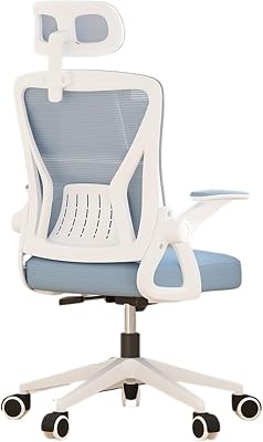 Executive Desk Chair High-Back Desk Chair with Adjustable Flip-up Armrest and Headrests, Ergonomic Office Mesh Chair, Swivel Computer Gaming Chair for Man Woman Office ChairBlue