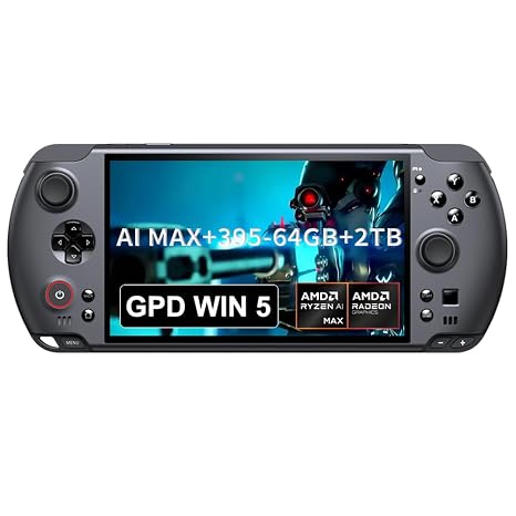 GPD Win 5 [AMD AI Max+ 395-64GB+2TB] 7-inch 120Hz Display Mini Handheld Win 11 PC Game Console, Removable Battery, Radeon 8060S Graphics,1920X1080 Touchscreen Laptop Tablet PC (AL MAX 395-64GB+2TB)