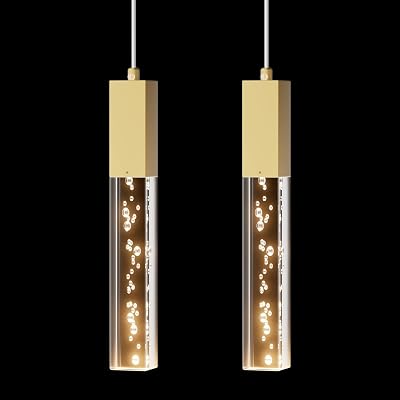 Brass Pendant Lights Kitchen Light Fixture Dimmable Integrated LED Modern Pendant for Kitchen Island Mini Crystal Pendant Light for Bathroom Bedroom 3000K Warm Light2-Pack
