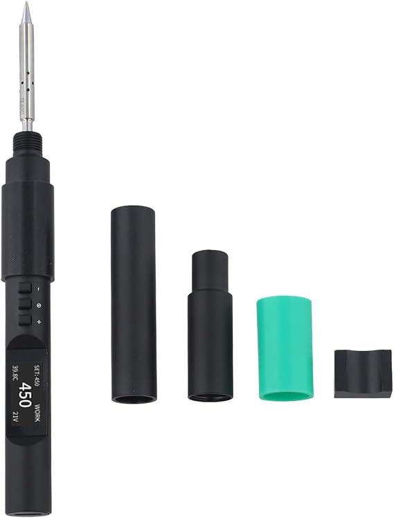 TS101 PTS200 Soldering Iron Pen 121W Adjustable Digital Display Portable Aluminium Alloy Body 0.96 Inch for T12 Tips for PINE64 Ergonomic Grip Fast Heating 6s Temperature Control