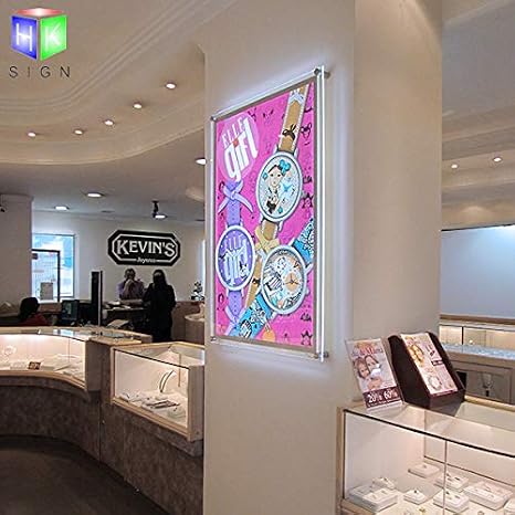 24X36 Inch Ultra thin wall mounted acrylic led light box Store Sign Holders crystal poster frame advertising display