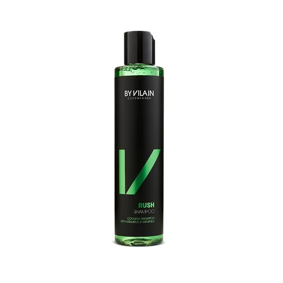 By Vilain Rush Shampoo High Performance Healing & Volumizing Treatment Refreshes Scalp Vitamin E & Menthol Maximum Cooling Effect to Soothe Dry, Flaky, Itchy, Irritated Scalp for Stronger Hair 215ml