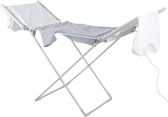 Electric Heated Clothes Dryer Rack, Home Horse Rack Fast Laundry Drying, Folding Clothes Airer, 45-55C Constant Temperature Heating, 18 Heated Bars