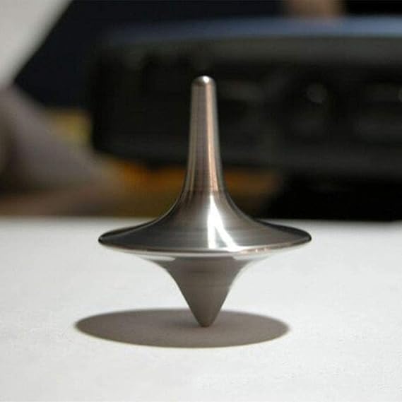 Silver Accurate Spinning Top,Portable Precision Metal Spinner Top Premium Exquisite Perfect Balance Desktop Gyro Vintage Totem Spinning Top Desk Little Fidget Decoration