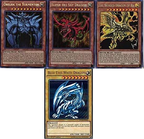 Yu-Gi-Oh - 3 God Cards! and Blue Eyes White Dragon 50 Card Lot! with Rare Cards