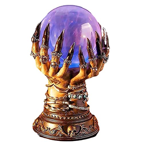 lyrlody Halloween Crystal Ball, Flashing Plasma Ball Crystal Ball Light with Fortune Telling Table Witch Celestial Glass Ball, for Halloween Decoration e