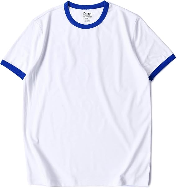 Zengjo Men's Ringer Tee Crewneck Athletic T Shirts Short Sleeve Sport Shirt