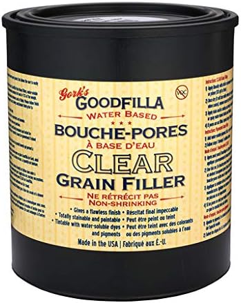 Goodfilla Clear Water Based Particle & Pore Filler 1 Quart | Innovative & | Works with All Wood Finishes | Paintable, Dye, Polishable & Quick Dry