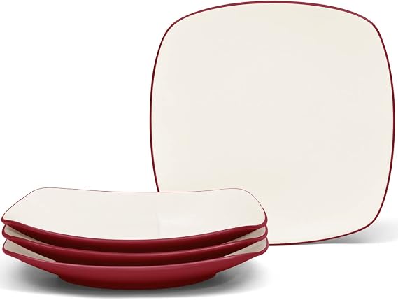Noritake Colorwave Raspberry Set of 4 Square Dinner Plates, 10.75"