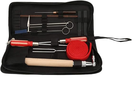 KANASI Piano Tuning Tools Kit, Professional 13-Piece Maintenance Set with Wrench Screwdriver Hammer and Case for Piano Repair Tuning and DIY
